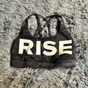 Lululemon Energy Bra Women's Size 4 Black RISE‎ Big Letters READ